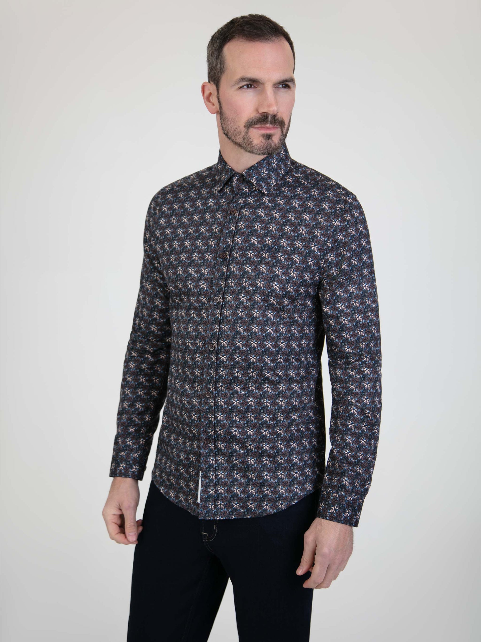 acer navy printed long sleeve shirt