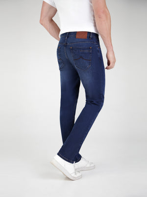 Mid wash tapered fit mens denim jean 