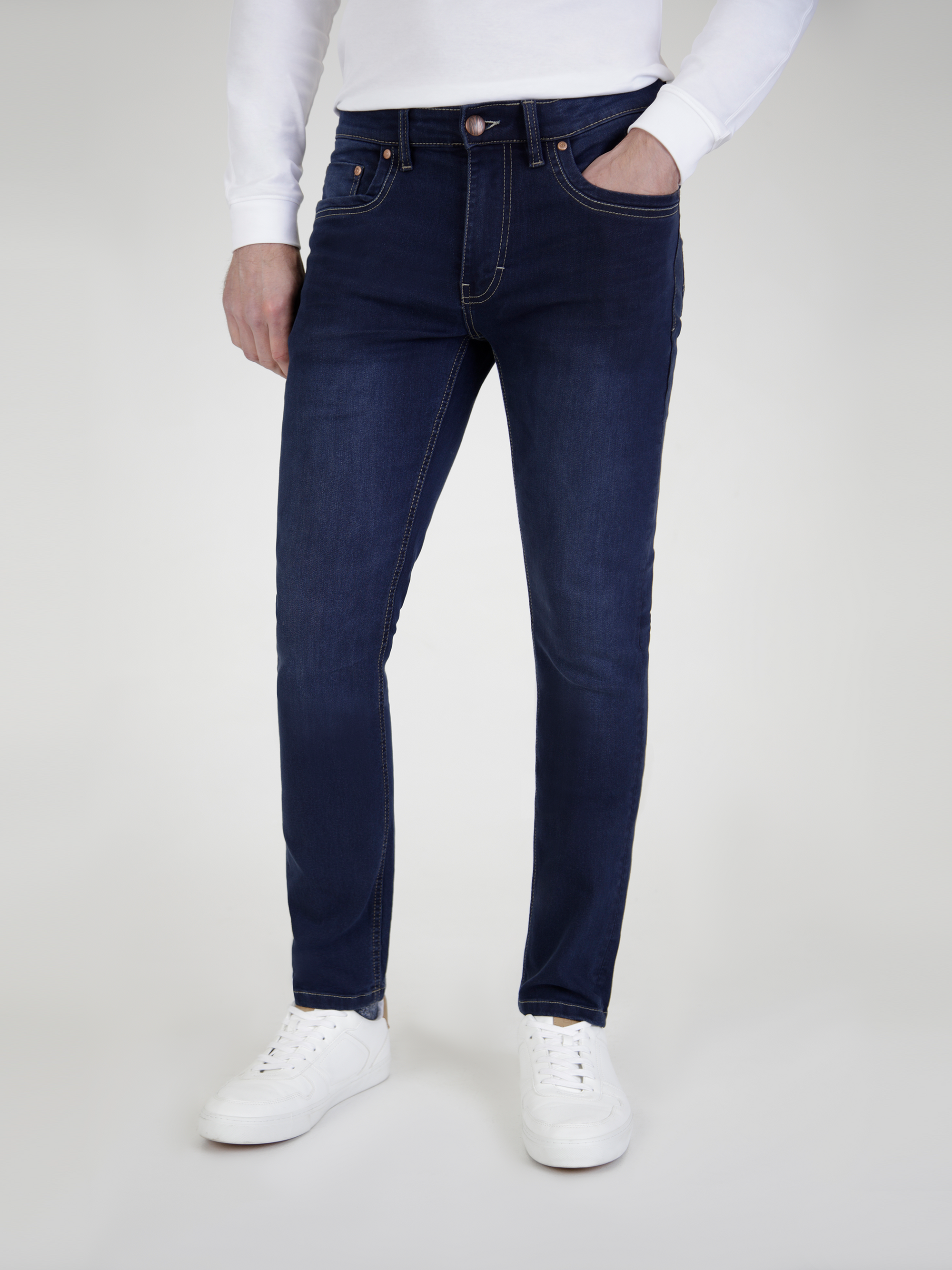 Slim Fit Mid Stretch Alento Navy Jeans