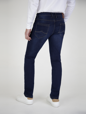 Tapered Fit Mid Stretch Alento Navy Jeans