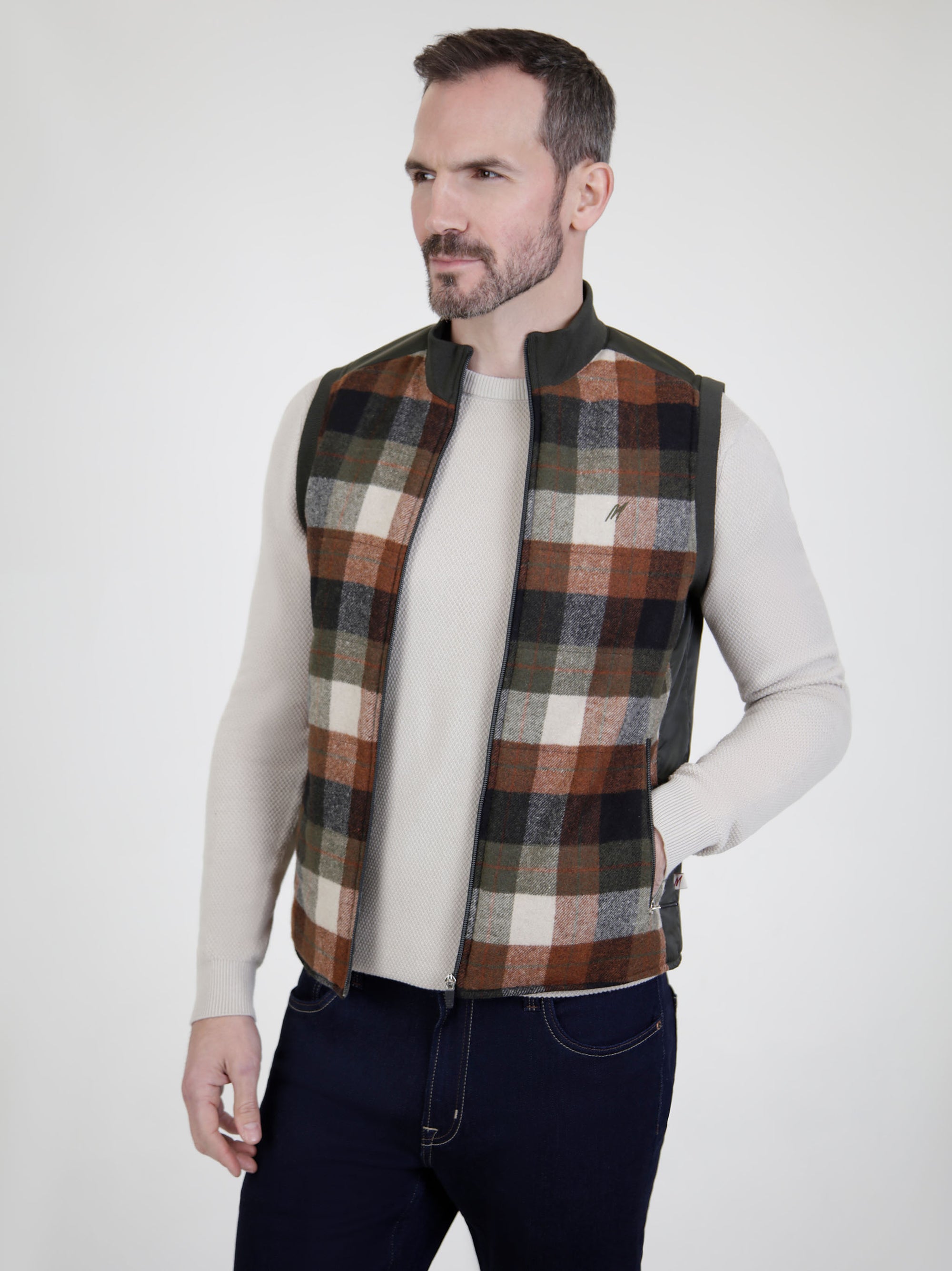 Sycamore Olive Check Gillet