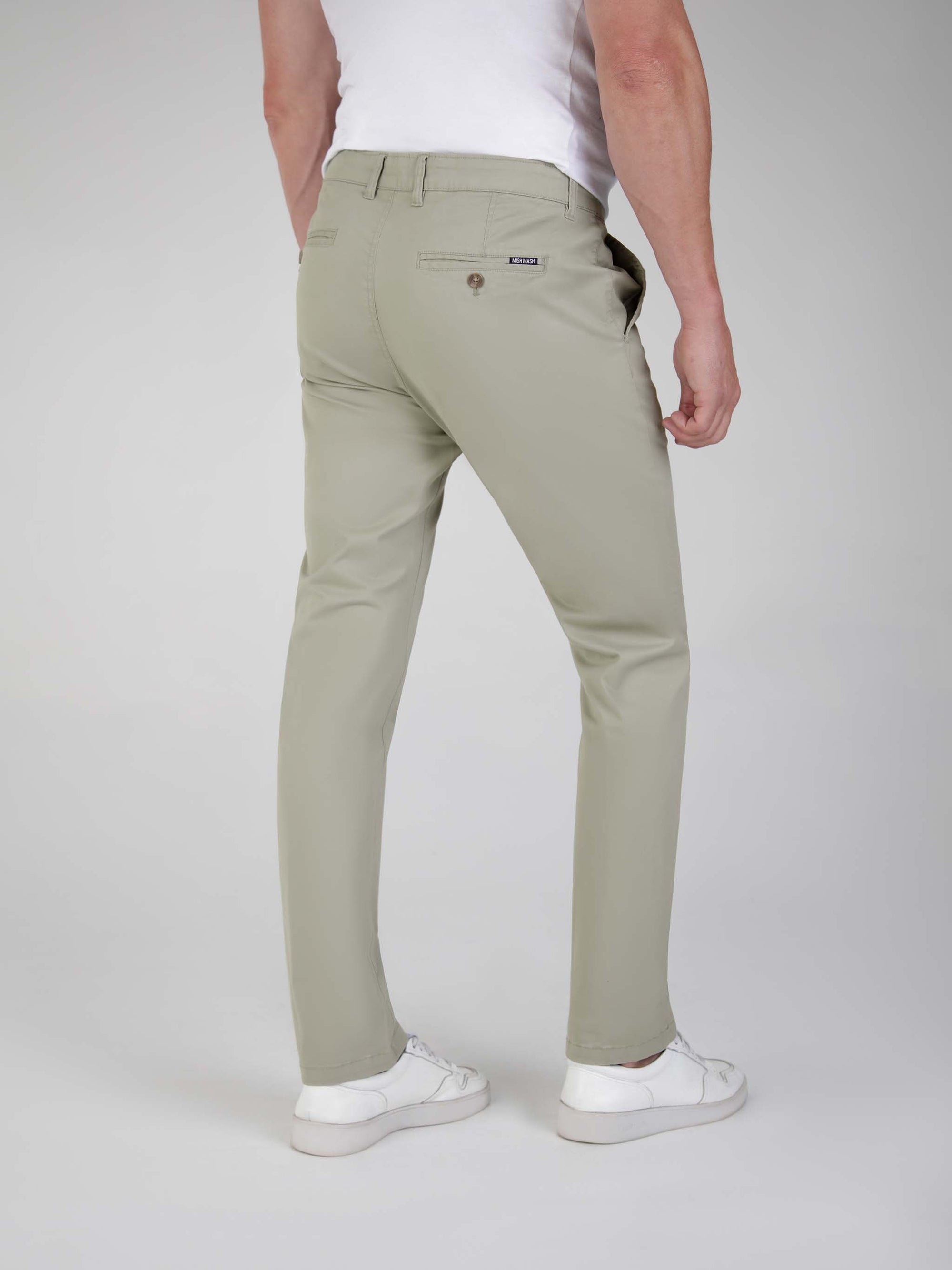 Tapered Fit Mid Stretch Casual Cotton Bromley Desert Sage Chino Trouser