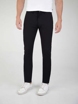 Tapered Fit Mid Stretch Casual Cotton Bromley Black Chino Trouser