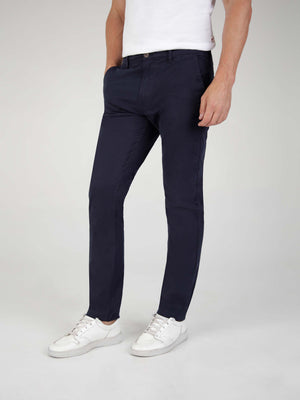 Tapered Fit Mid Stretch Casual Cotton Bromley Navy Chino Trouser