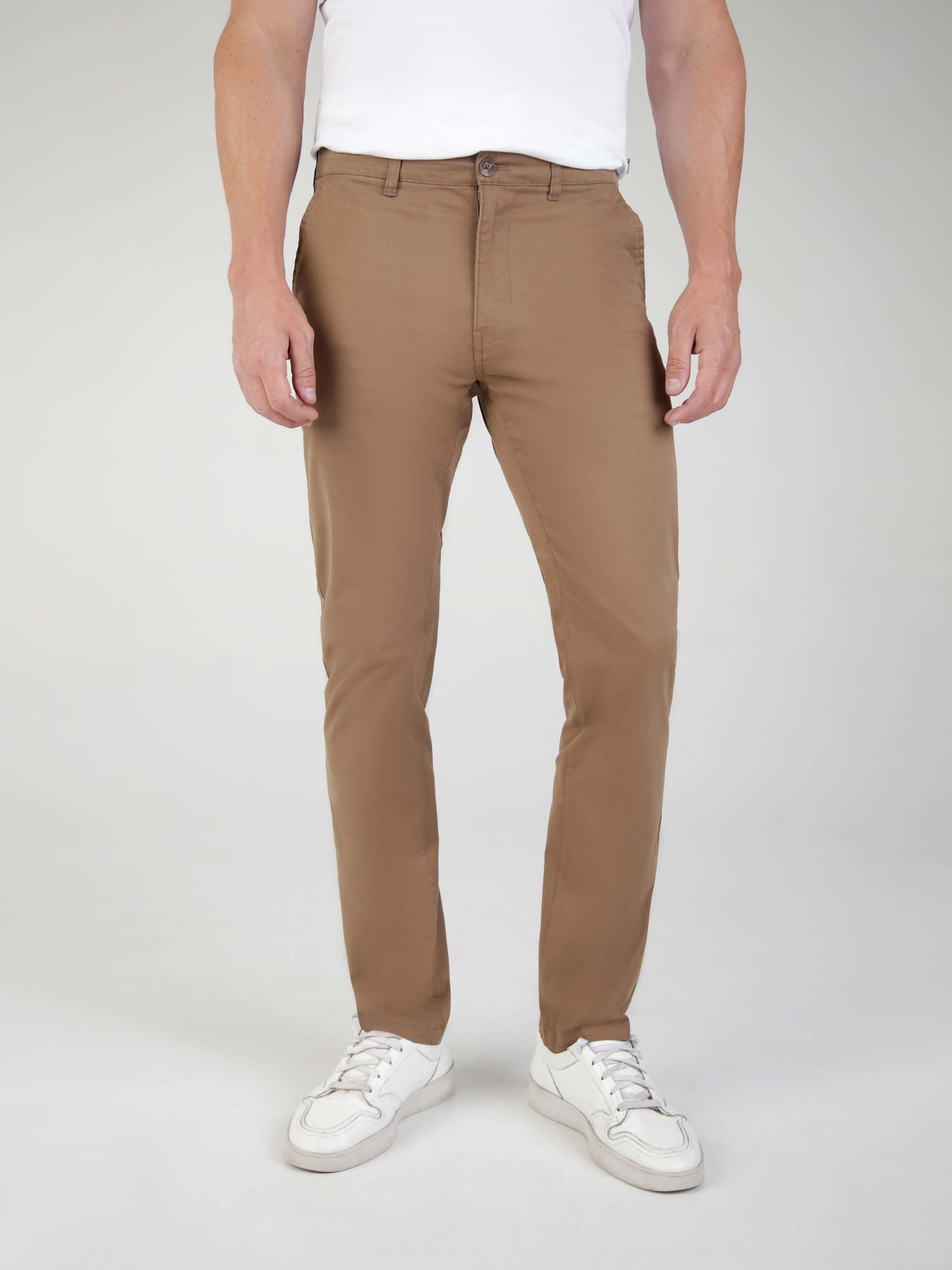 Tapered Fit Mid Stretch Casual Cotton Bromley Nutmeg Chino Trouser