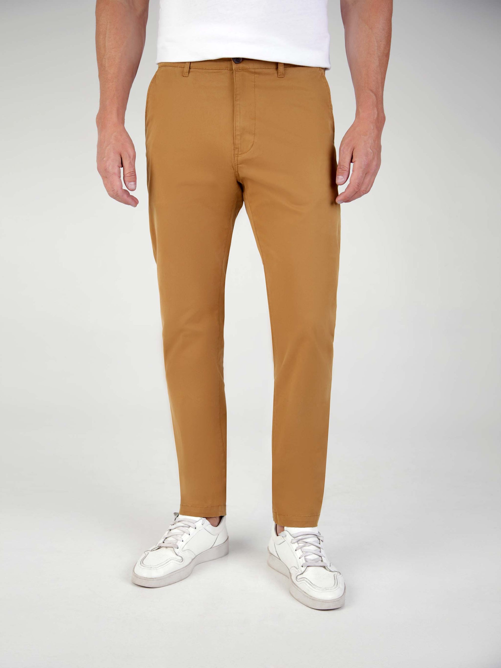 Tapered Fit Mid Stretch Casual Cotton Bromley Tobacco Chino Trouser