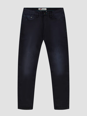 Tapered Fit Mid Stretch Cherokee Navy Resin Denim Jeans