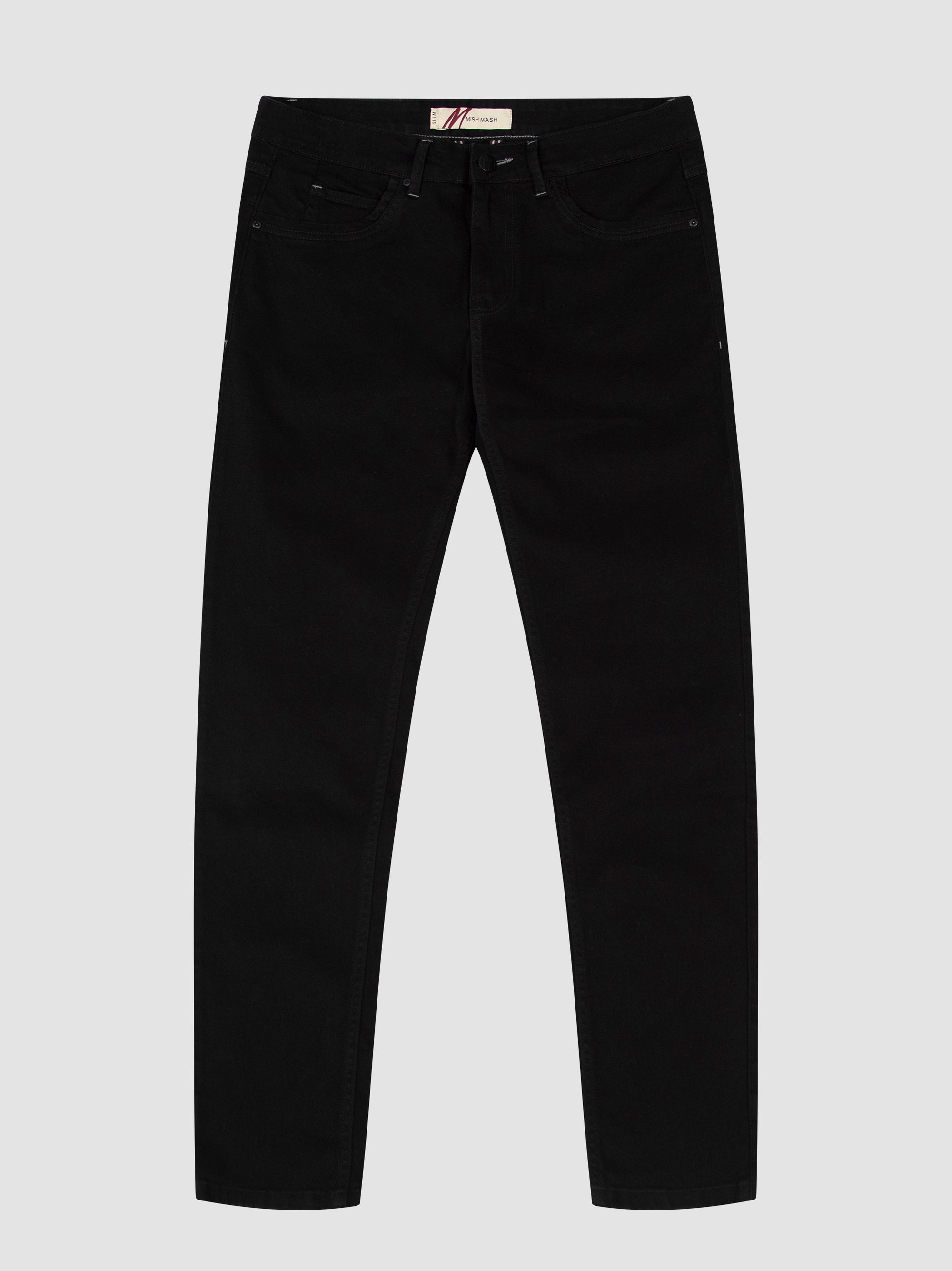 Tapered Fit Mid Stretch Brushed Denim Hawker Black Jeans