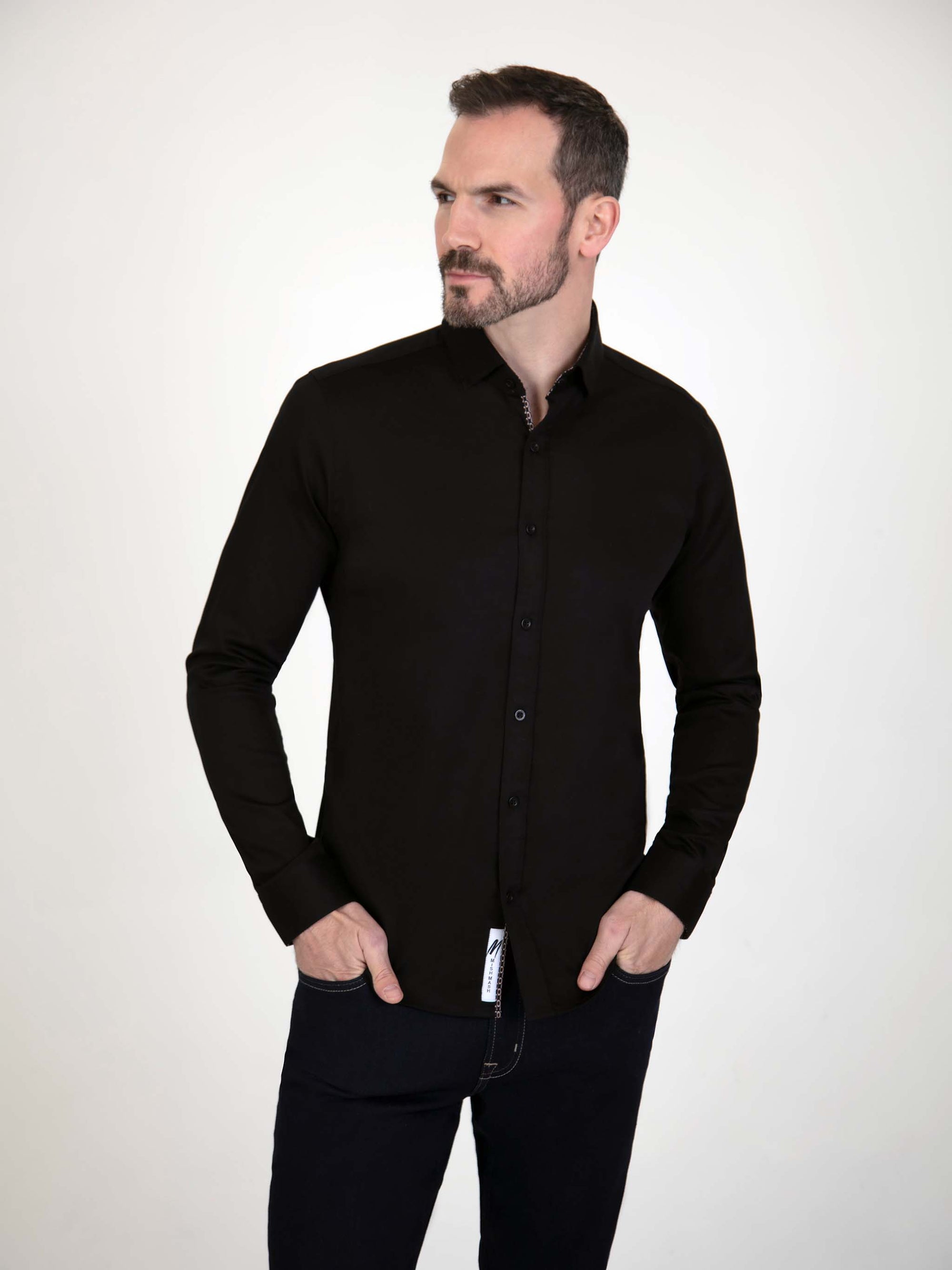 Rosewood L/S Black Stretch Shirt