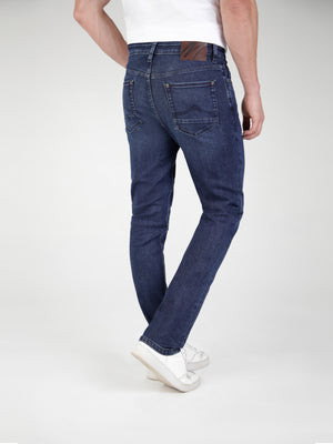 dark bootcut denim jean side