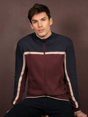 Vostok Wine & Navy 3/4 zip Sweat